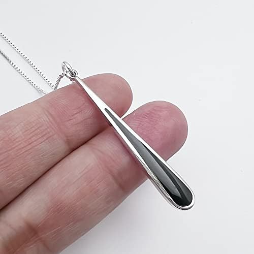 Elegant Sterling Silver Black Onyx Drop Necklace