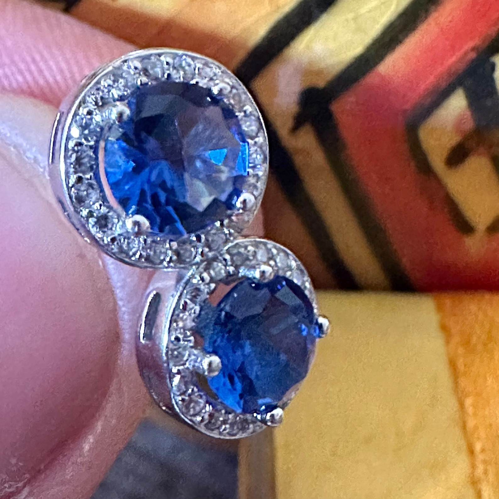 Tanzanite White Topaz 9MM Stud Earrings - 925 Silver