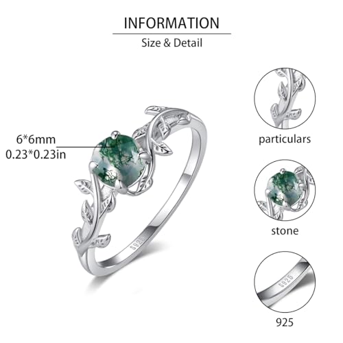 Moss Agate Leaf Ring in 925 Sterling Silver