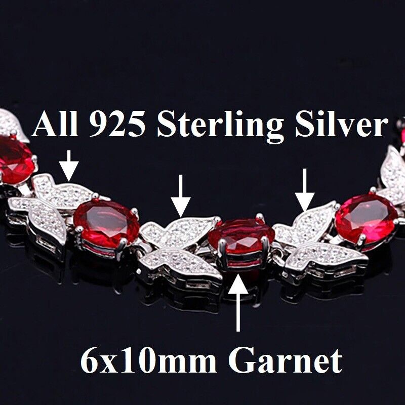 Red Garnet Butterfly Tennis Bracelet in Sterling Silver