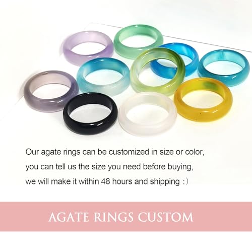 Morchic 10-Piece Multicolor Agate Band Rings Set