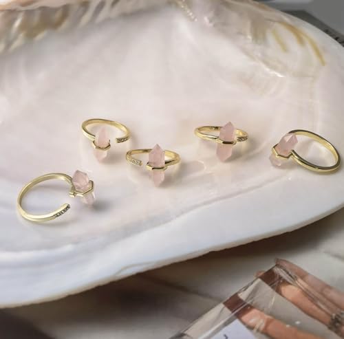 Pink Crystal Gold Plated Adjustable Ring for Women