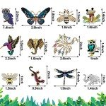 12 Pcs Vintage Rhinestone Animal Brooch Set