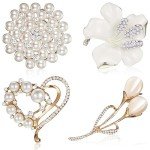 Elegant Crystal Pearl Brooches and Pins Set