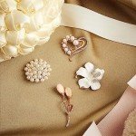 Elegant Crystal Pearl Brooches and Pins Set