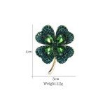 Green Clover Leaf Rhinestone Brooch Pin - Lucky Charm