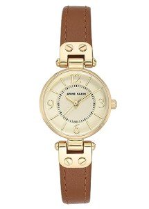 Anne Klein Gold-Tone Champagne Dial Leather Watch