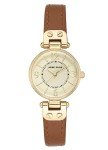Anne Klein Gold-Tone Champagne Dial Leather Watch