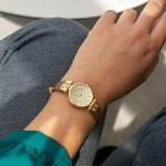 Anne Klein Gold-Tone Champagne Dial Leather Watch