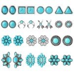 Turquoise Gemstone Stud Earrings Set for Women Girls