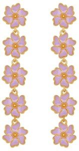 Lavender Enamel Cherry Blossom Drop Earrings