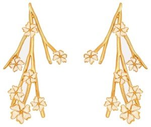 Ivory Enamel Cherry Blossom Earrings by Oscar de la Renta