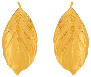 Gold Large Leaf Clip-On Earrings by Oscar de la Renta