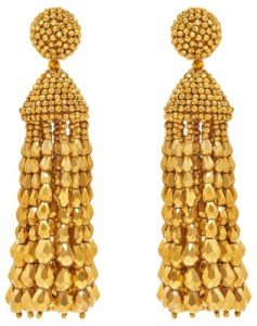 Gold Beaded Chandelier Clip-On Earrings by Oscar de la Renta