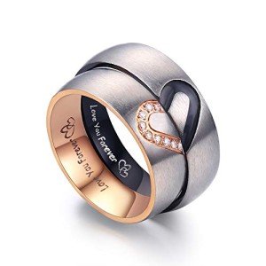 LAVUMO Couple's Promise Rings Set - Heart Design
