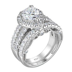 Wuziwen 4 Carat Sterling Silver Engagement Ring Set