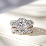 Jeulia 4 Carat Leaf Engagement Ring Set in Silver