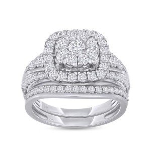 Lab Grown Diamond Double Halo Wedding Ring Set