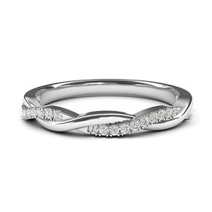 14k White Gold Petite Twisted Vine Diamond Ring