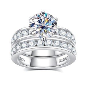 Moissanite Bridal Set, 4.48CT Round Cut