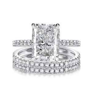 Radiant Cut 4.0ct Engagement Ring Set