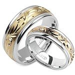 ALAIN RAPHAEL Two-Tone Wedding Band Set for Couples