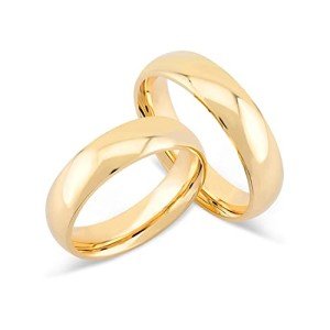 Classic 5mm Gold Dome Wedding Ring Set