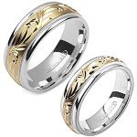 ALAIN RAPHAEL Two-Tone Wedding Band Set for Couples