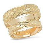 Matching 14K Yellow Gold Diamond Shape Wedding Bands