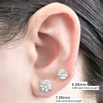 14K Gold & Silver CZ Stud Earrings - 7.50mm