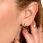 Lab Diamond Round Stud Earrings in Sterling Silver