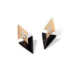 Gold Onyx & Diamond Arrow Earrings