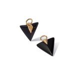 Gold Onyx & Diamond Arrow Earrings