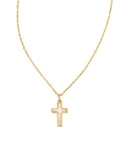 Kendra Scott Gold-Plated Cross Necklace with White Opal