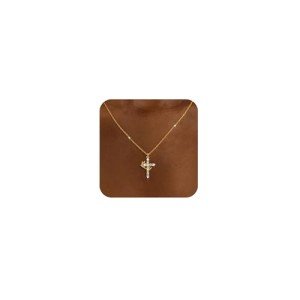 Cute Gold Plated Crown Cross Pendant Necklace