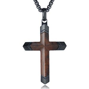 Men's Ebony Cross Necklace on 24" Chain