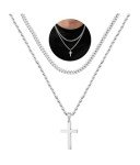 Men's Stainless Steel Layered Cross Necklace
