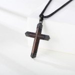 Men's Ebony Cross Necklace on 24" Chain