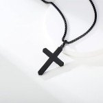 Men's Ebony Cross Necklace on 24" Chain