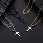 Men's Stainless Steel Layered Cross Necklace