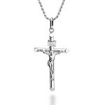 Miabella Sterling Silver Crucifix Necklace with Chain