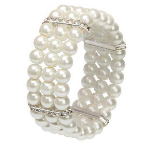Elegant Off-White Faux Pearl Stretch Bracelet for Women