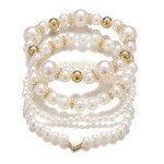 Chunky Simulated Pearl Stackable Bracelet Set