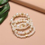 Chunky Simulated Pearl Stackable Bracelet Set