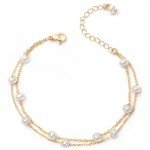Dainty Gold Pearl Bracelet for Women
