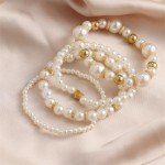 Chunky Simulated Pearl Stackable Bracelet Set