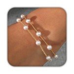 Cute 6MM Pearl Bracelets with 18K Gold Plating