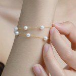 Cute 6MM Pearl Bracelets with 18K Gold Plating