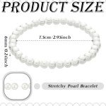 Glenmal White Pearl Elastic Bracelets for Women