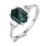 Moss Agate Angol Ring in Sterling Silver